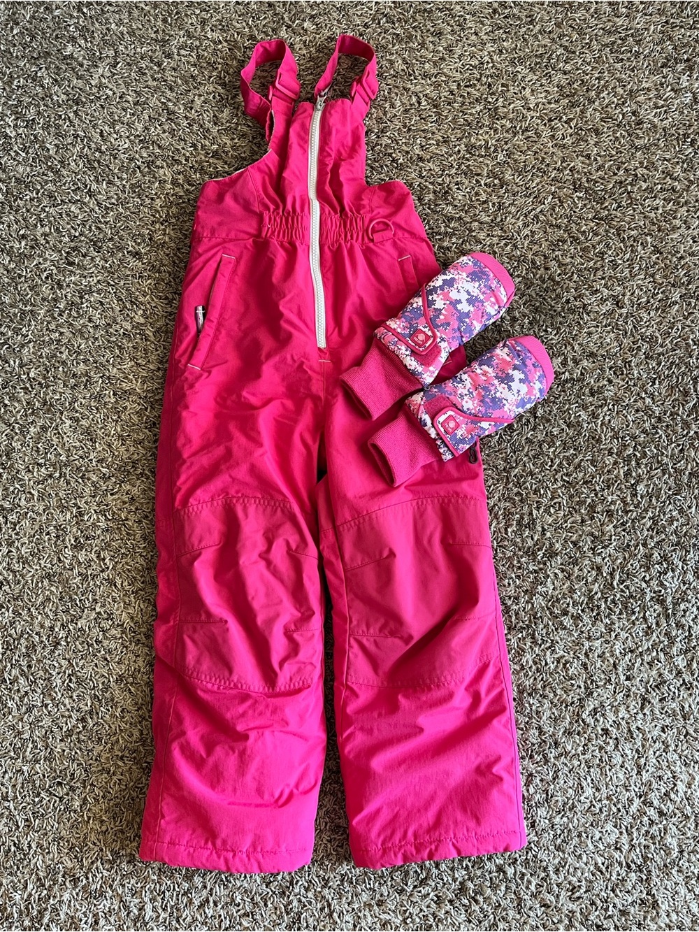 Amazon Essentials Pink Fleece-Lined Kids Snow Bib